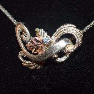 Coleman Co. Sterling Black Hills Gold Genuine Blue Topaz Stone Slider Necklace